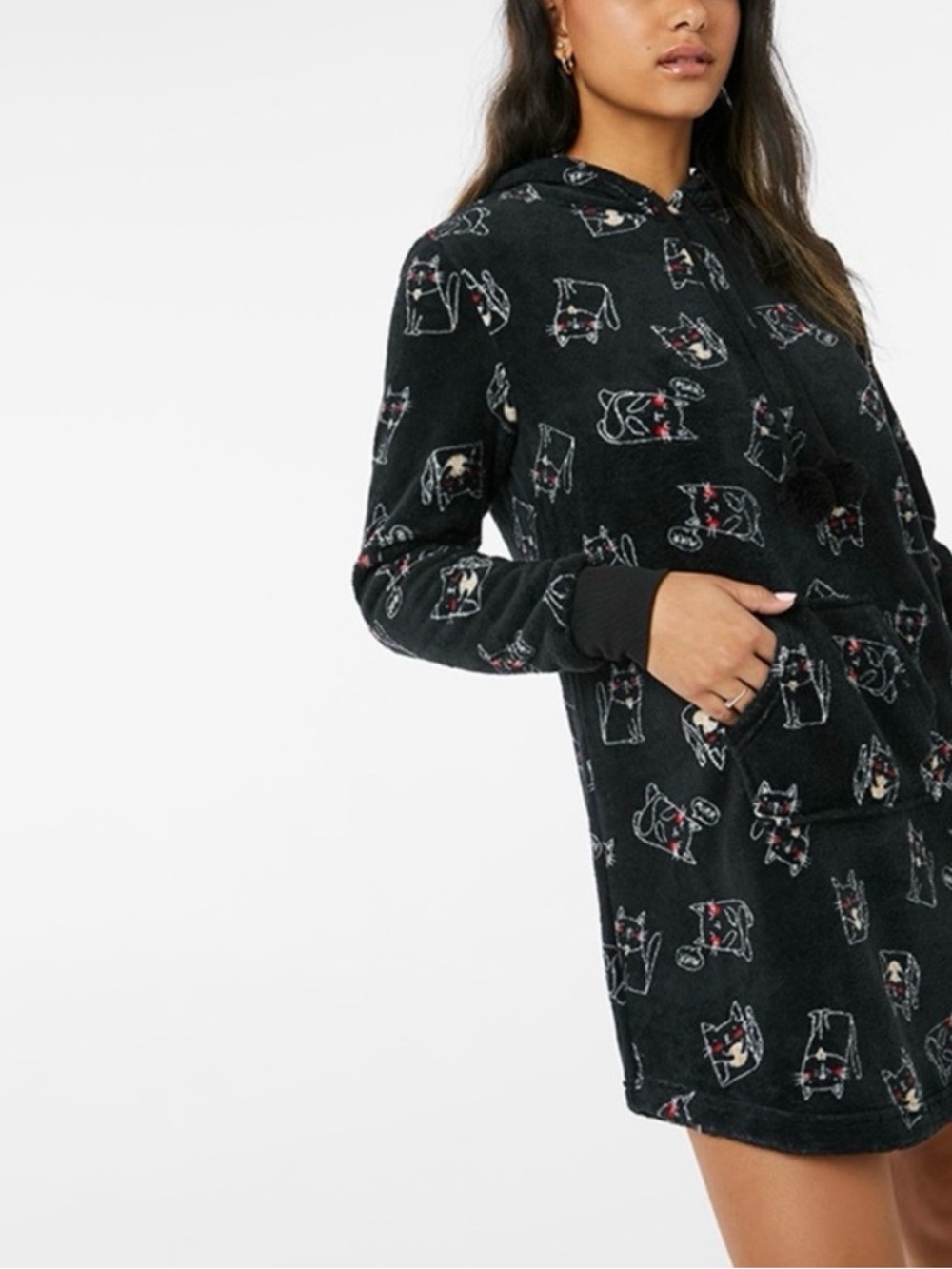 Ardene Plush Flannel Hooded Sleepshirt /NWT